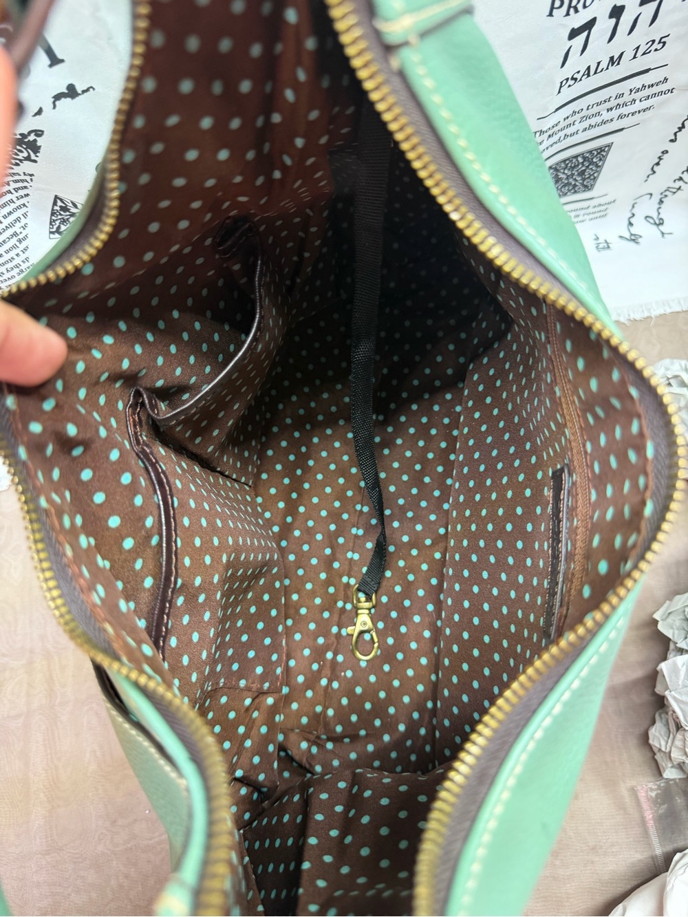 Chala Sweet Hobo Shoulder Bag in Mint Green with Dog Coin Purse - Picture 11 of 14